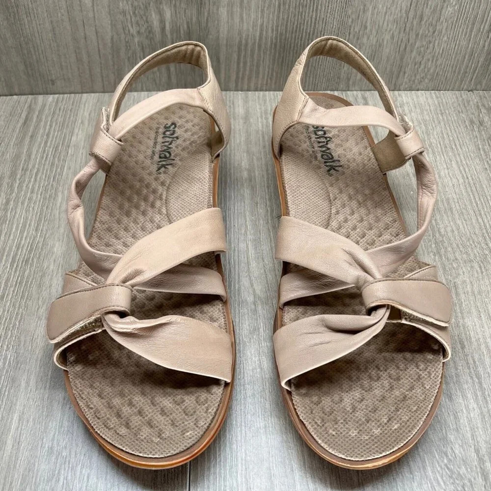 SoftWalk Sandals Womens Size 12M Del Rey Platform Comfort Strappy Leather Beige - Picture 3 of 11